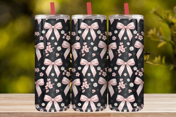 Pink Bow Daisy Tumbler Wrap