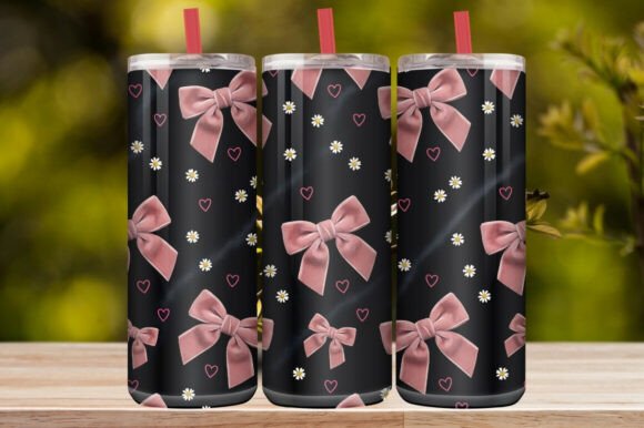Pink Bow Daisy Tumbler Wrap