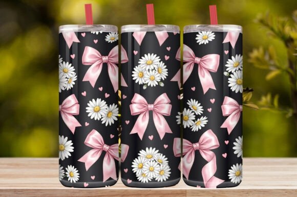 Pink Bow Daisy Tumbler Wrap