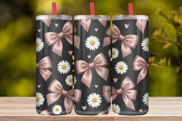 Pink Bow Daisy Tumbler Wrap