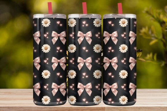Pink Bow Daisy Tumbler Wrap