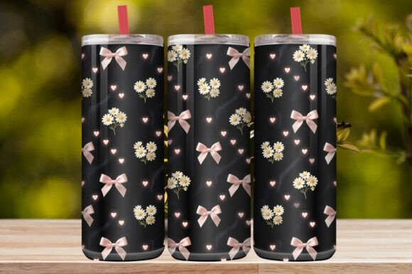Pink Bow Daisy Tumbler Wrap
