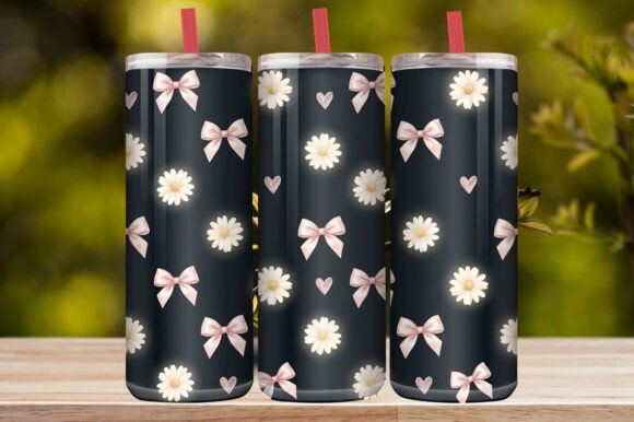 Pink Bow Daisy Tumbler Wrap