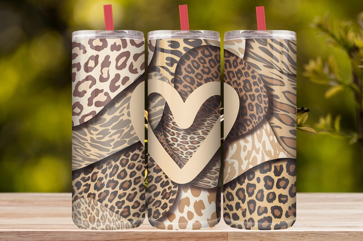 Pink & Gold Leopard Glitter Tumbler Wrap