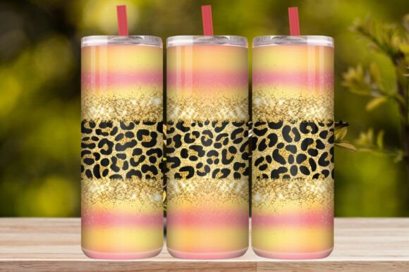 Pink & Gold Leopard Glitter Tumbler Wrap