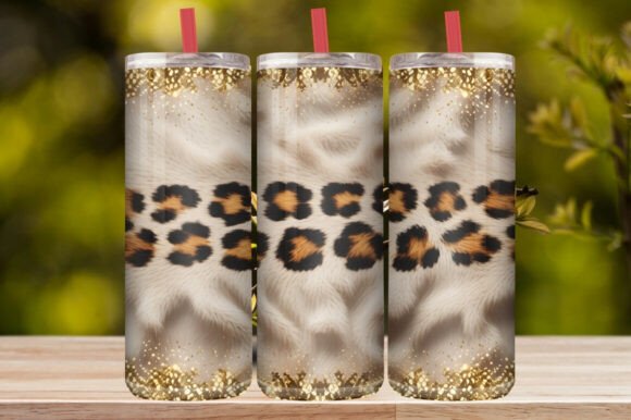 Pink & Gold Leopard Glitter Tumbler Wrap
