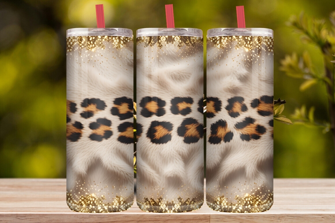 Pink & Gold Leopard Glitter Tumbler Wrap
