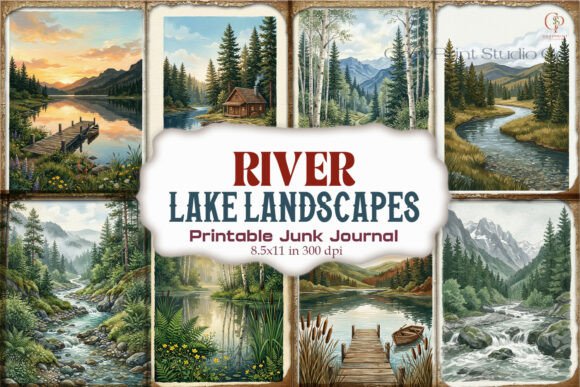 River Lake Landscapes Junk Journal Pages