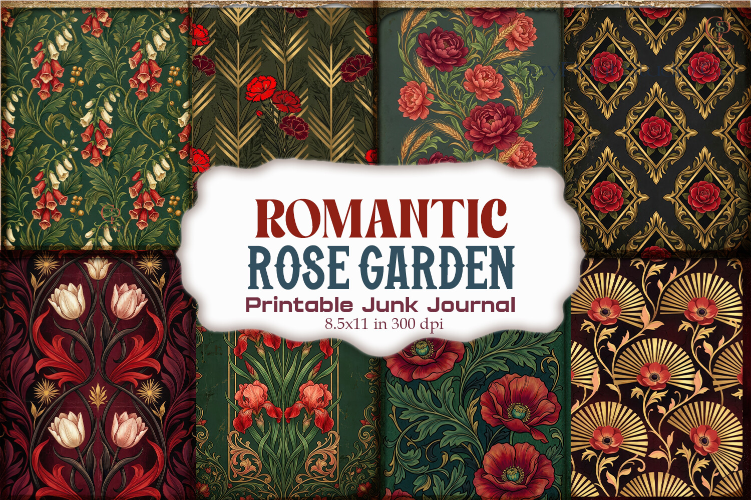 Romantic Rose Garden Junk Journal Pages