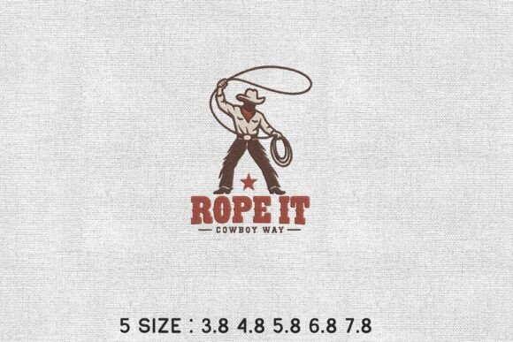 Rope It Cowboy Western Embroidery Design
