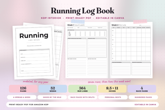 Running Log Book, 52 Weeks