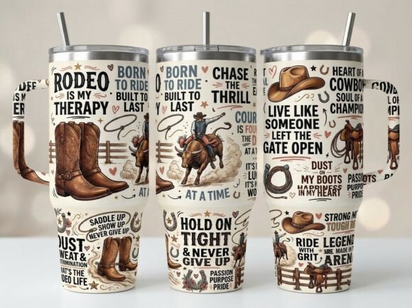 Rustic Cowboy Rodeo Quote Tumbler Design
