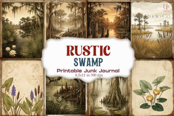 Rustic Swamp Junk Journal Pages