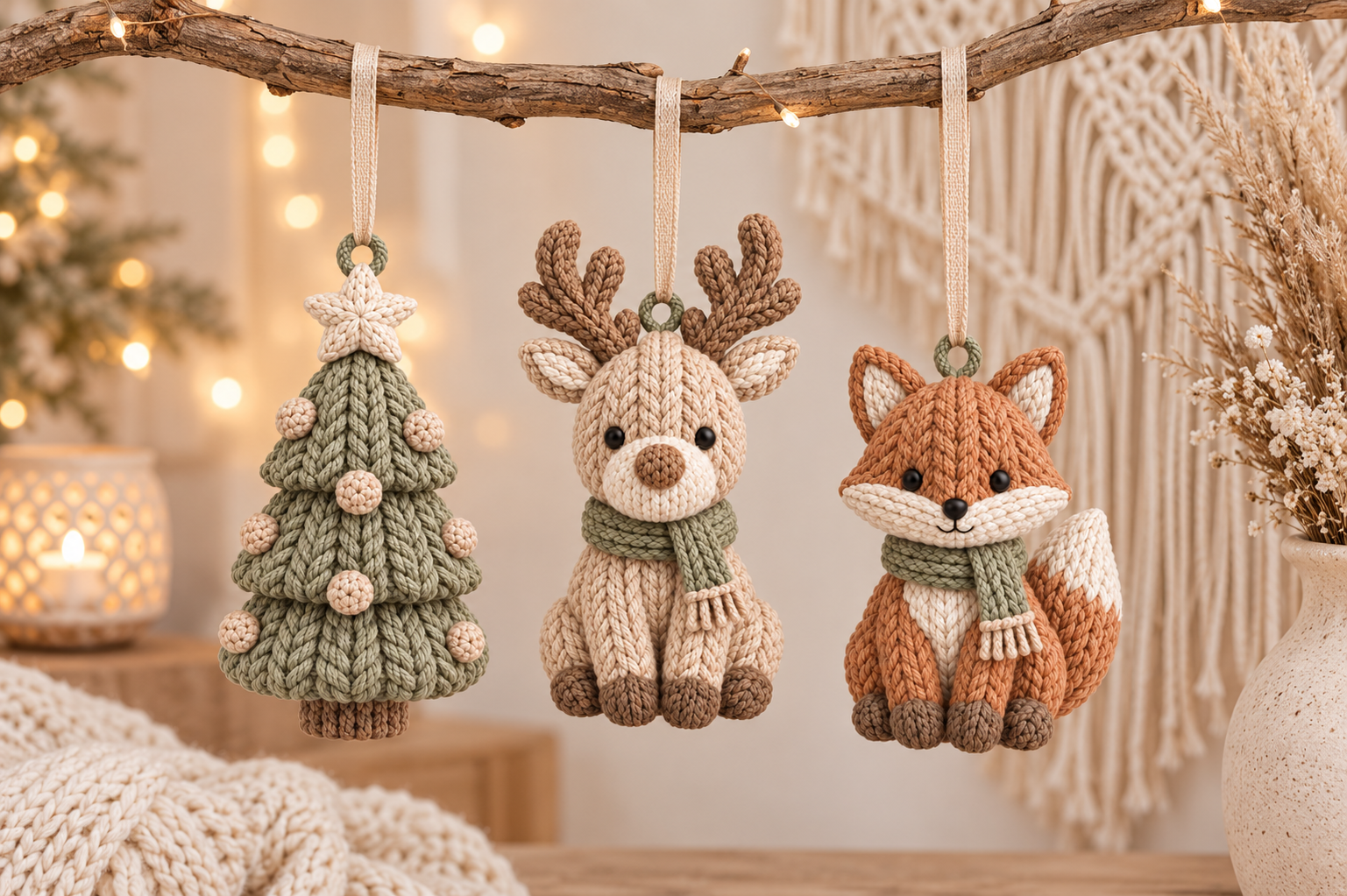 Knitted Christmas Ornament STL Bundle - 3D Print Tree Reindeer & Fox - Image 4