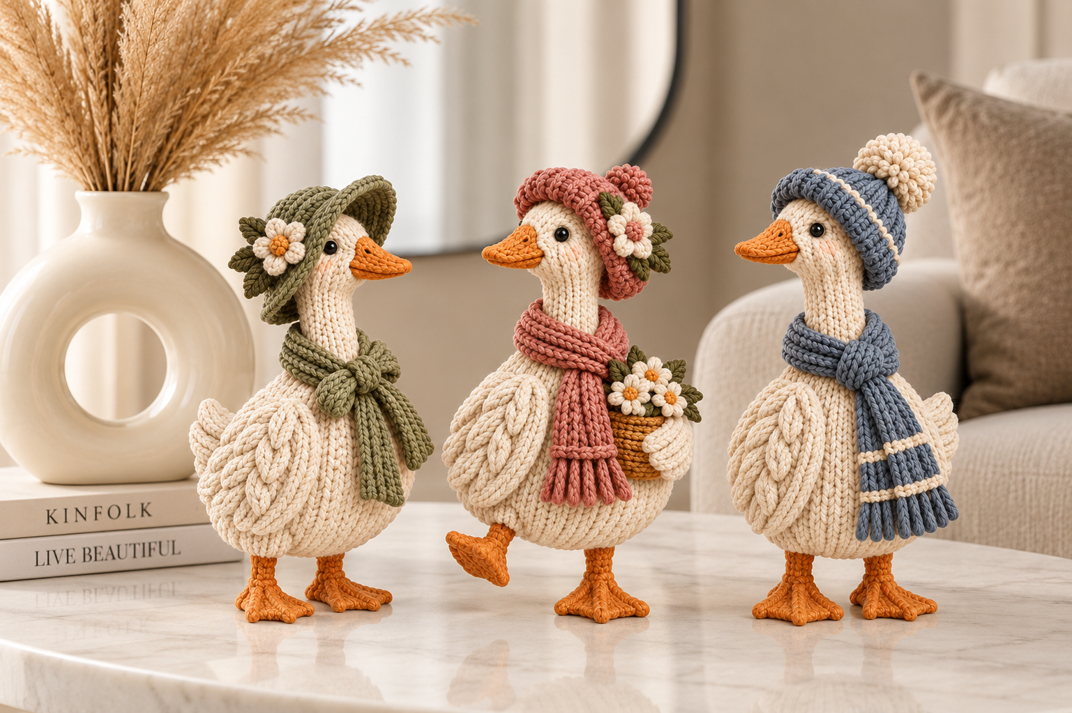 Knitted Goose Trio STL Set - 3 Farmhouse 3D Print Figurines - Image 6