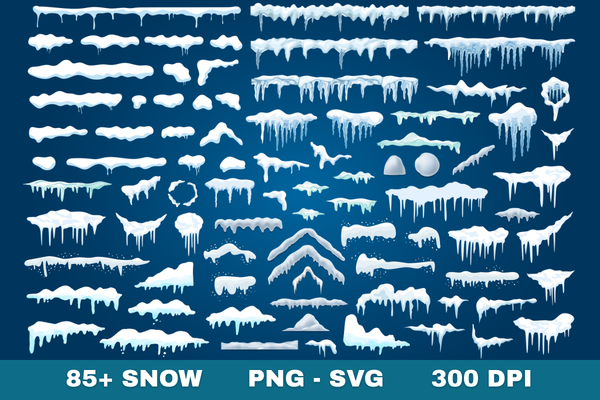 Snow Icicles Clipart SVG PNG Bundle