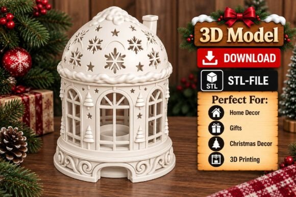Snowflake Christmas Candle Lantern 3D Printing By Artify Studio