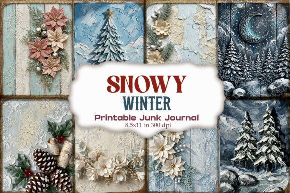 Snowy Winter Junk Journal Pages