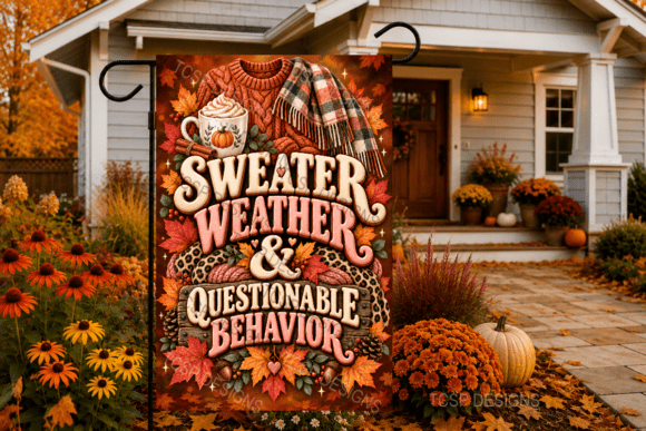 Sweater Weather Fall Garden Flag