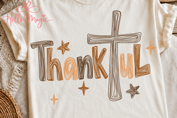 Thankful Cross Christian Fall PNG Graphic T-shirt Designs By Hello December