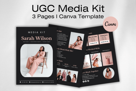 Modern UGC media kit Canva template for content creators