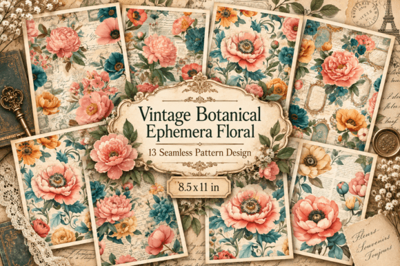 VINTAGE BOTANICAL EPHEMERA FLORAL