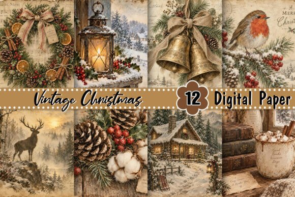 Vintage Cottagecore Christmas Background