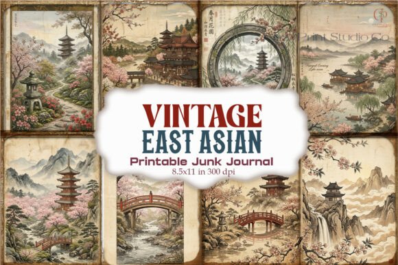 Vintage East Asian Junk Journal Pages