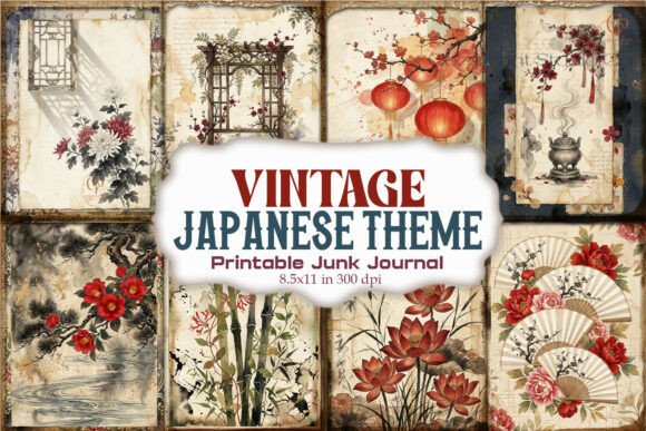 Vintage Japanese Theme Junk Journal Page