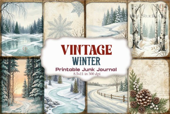 Vintage Winter Junk Journal Paper | Prin