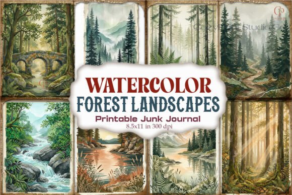 Watercolor Forest Landscapes Junk Journa