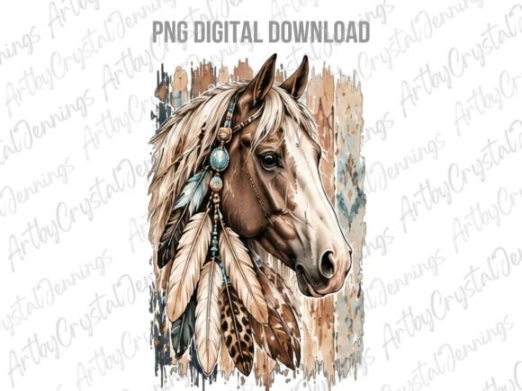 Western Boho Horse Feathers PNG