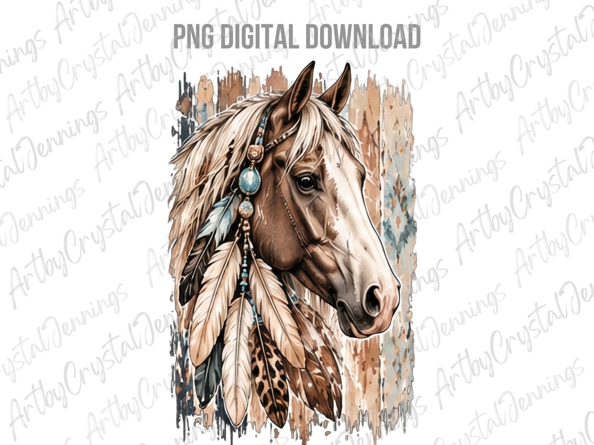Western Boho Horse Feathers PNG