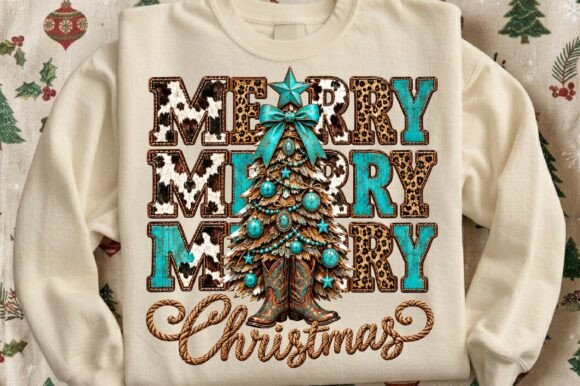 Western Christmas PNG, Turquoise Cowboy