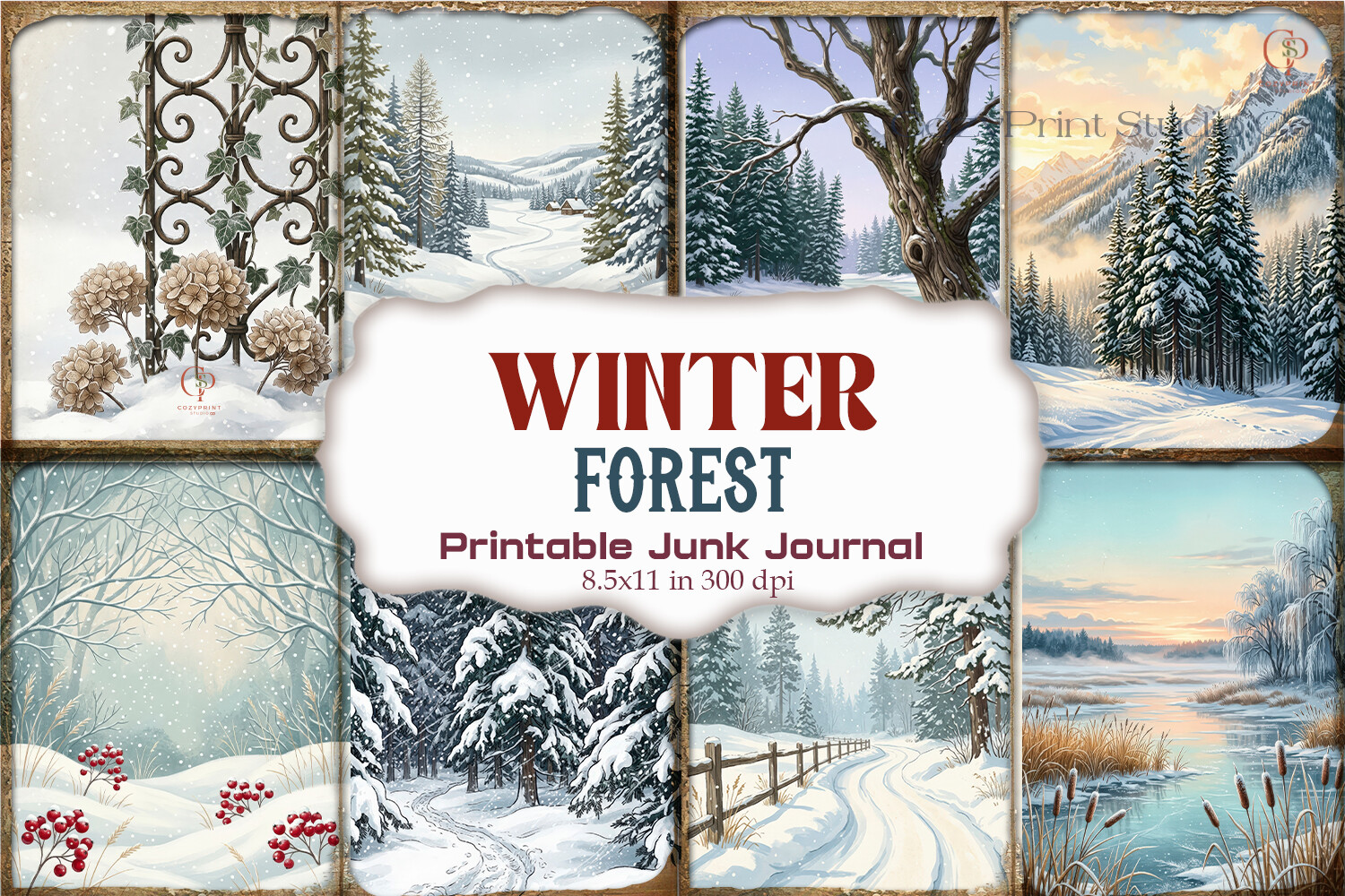 Winter Forest Junk Journal Paper