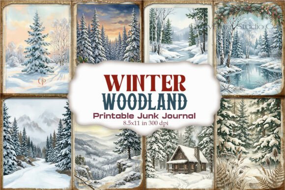 Winter Woodland Junk Journal Paper