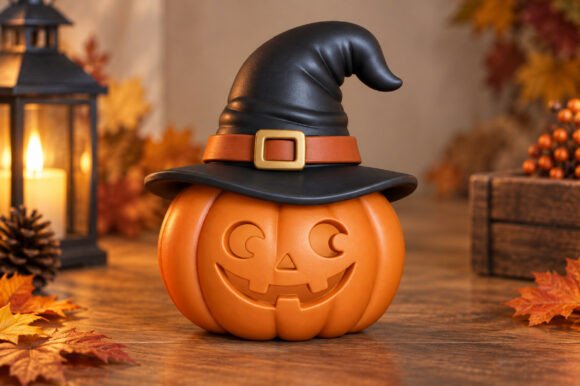 Halloween Pumpkin Gnome STL - 3D Print Spooky Gnome with Witch Hat - Image 13