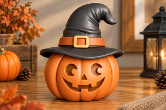 Witch Hat Pumpkin Halloween STL – 3D Printable Pumpkin Decor Model - Image 2