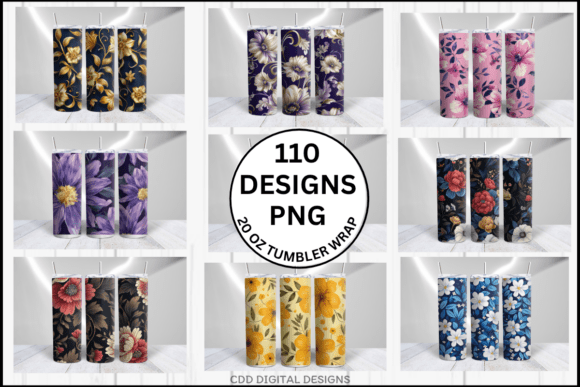 110 Flower Tumbler Wraps