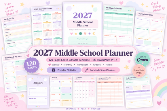 2027 Middle School Planner Cover