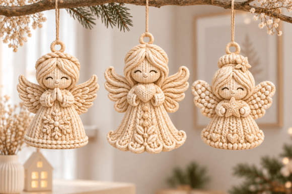 Knitted Angel Figurines STL – 3D Printable Christmas Decor Set - Image 1