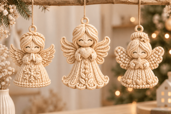 Knitted Angel Figurines STL – 3D Printable Christmas Decor Set - Image 2