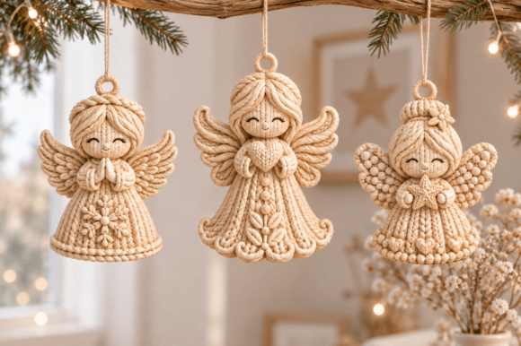 Knitted Angel Figurines STL – 3D Printable Christmas Decor Set - Image 4