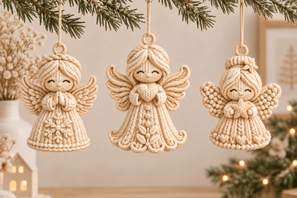 Knitted Angel Figurines STL – 3D Printable Christmas Decor Set - Image 5