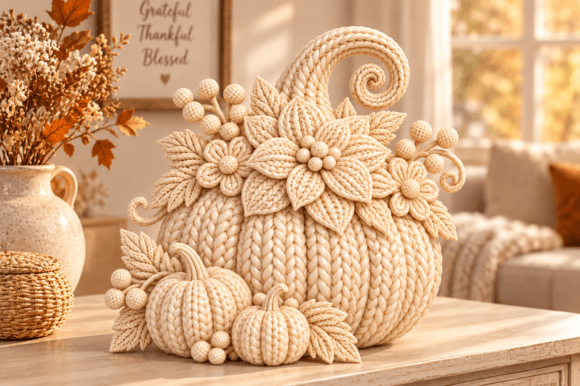 3D Print STL Knitted Pumpkin Basket - Fall Decor & Thanksgiving Centerpiece - Image 4