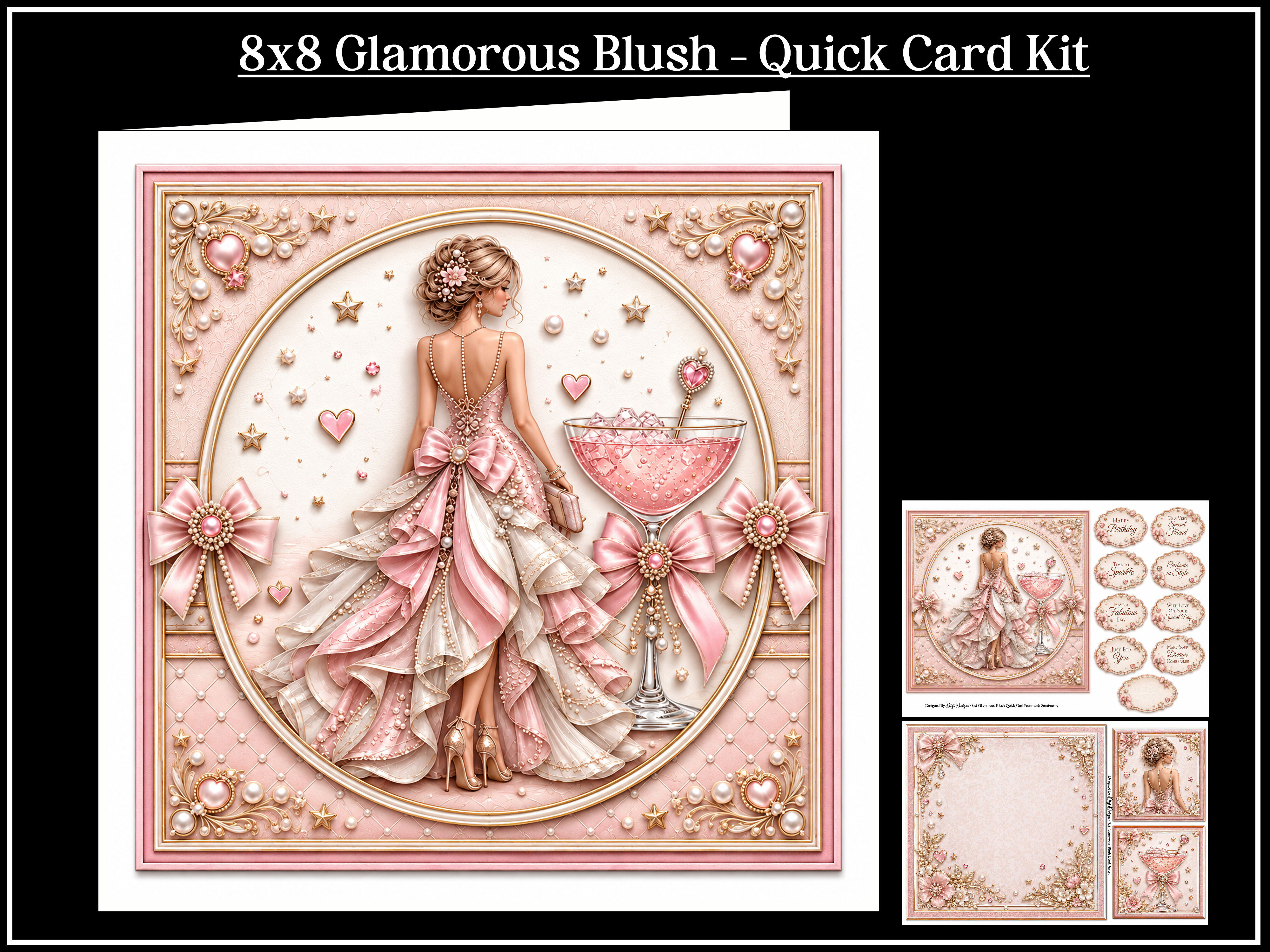 8x8 Glamorous Blush Quick Card Front Wit