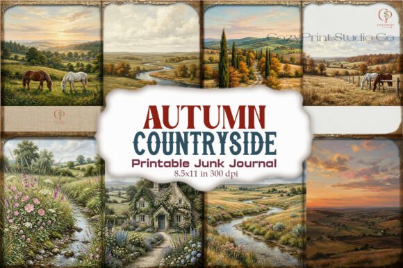 Autumn Countryside Junk Journal Paper