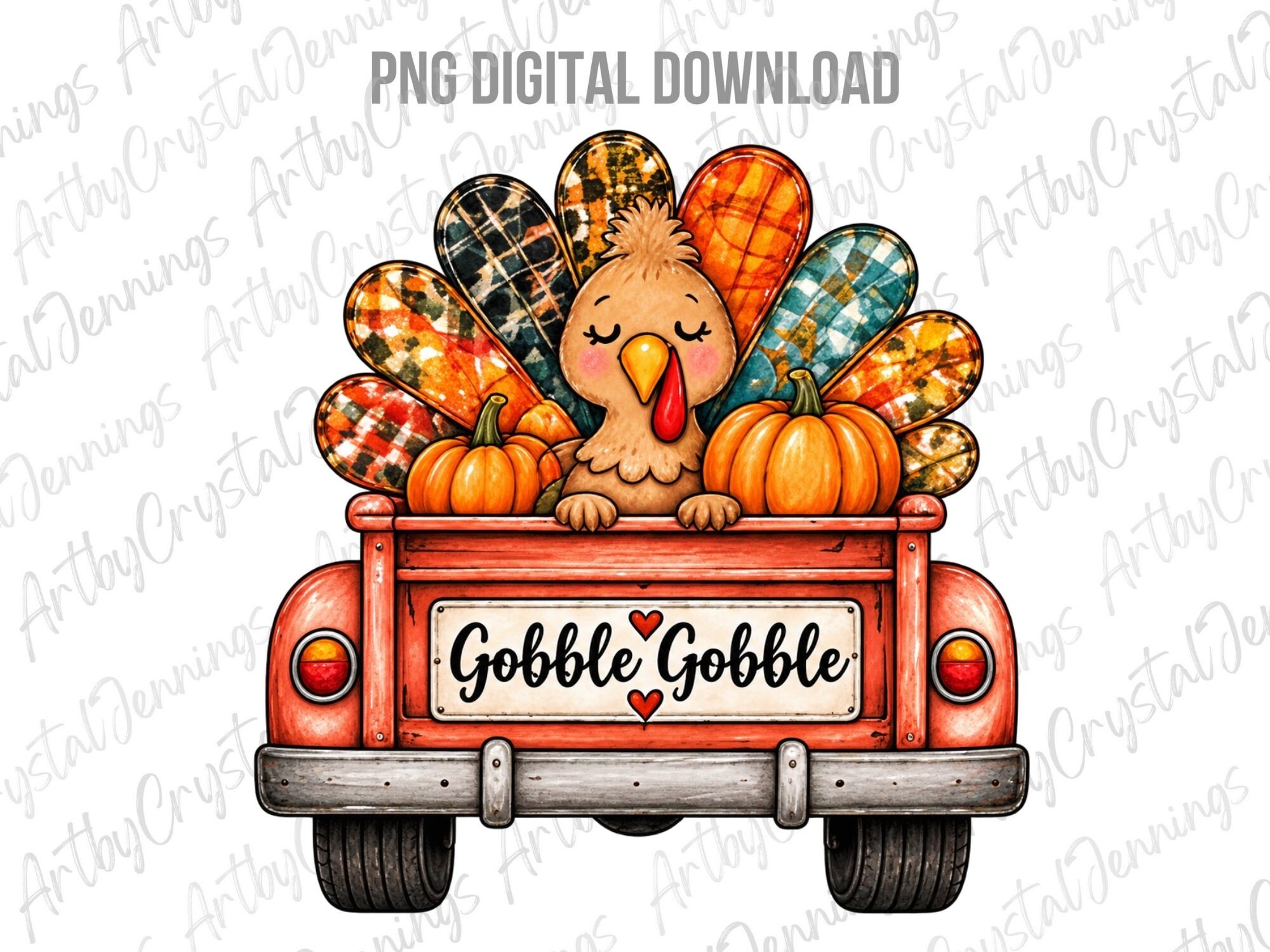 Autumn Gobble Turkey Truck Pumpkin PNG