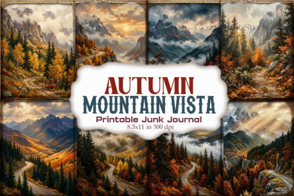 Autumn Mountain Vista Junk Journal Pages