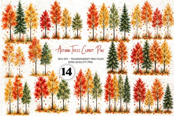Autumn Trees Clipart PNG